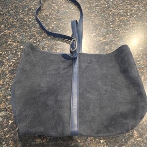 Old Navy Navy Blue Suede Tote Bag